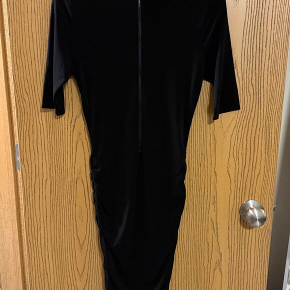 ALICE + OLIVIA AIR Ruched Half Sleeve Little Black Dress - Picture 5 of 9